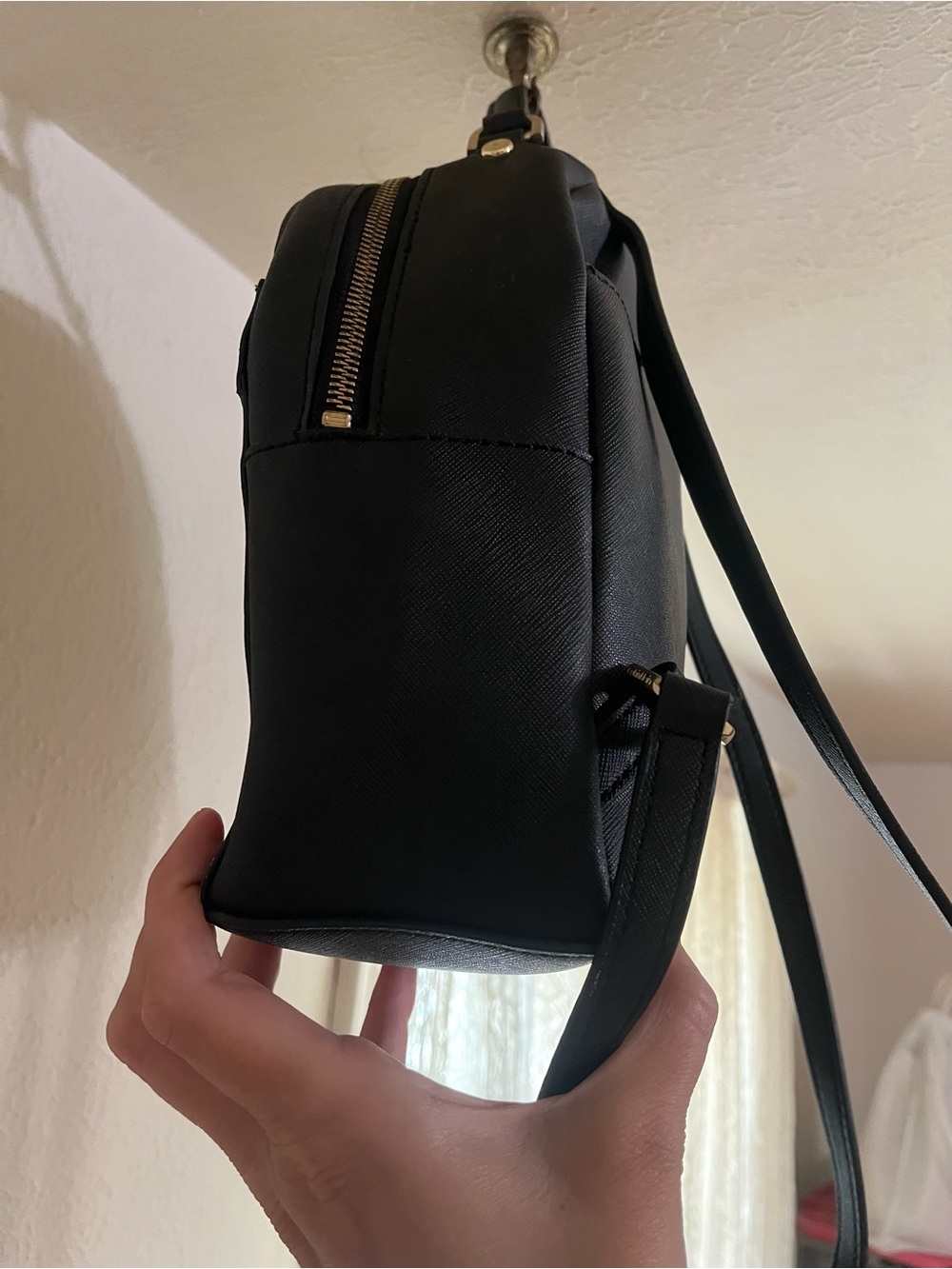 Calvin Klein Black Floral Mini Backpack with Gold Hardware - Picture 5 of 8